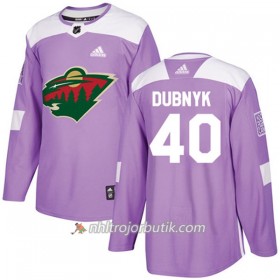 Män Ishockey Minnesota Wild Tröja Devan Dubnyk 40 Adidas 2017-2018 Lila Fights Cancer Practice Authentic